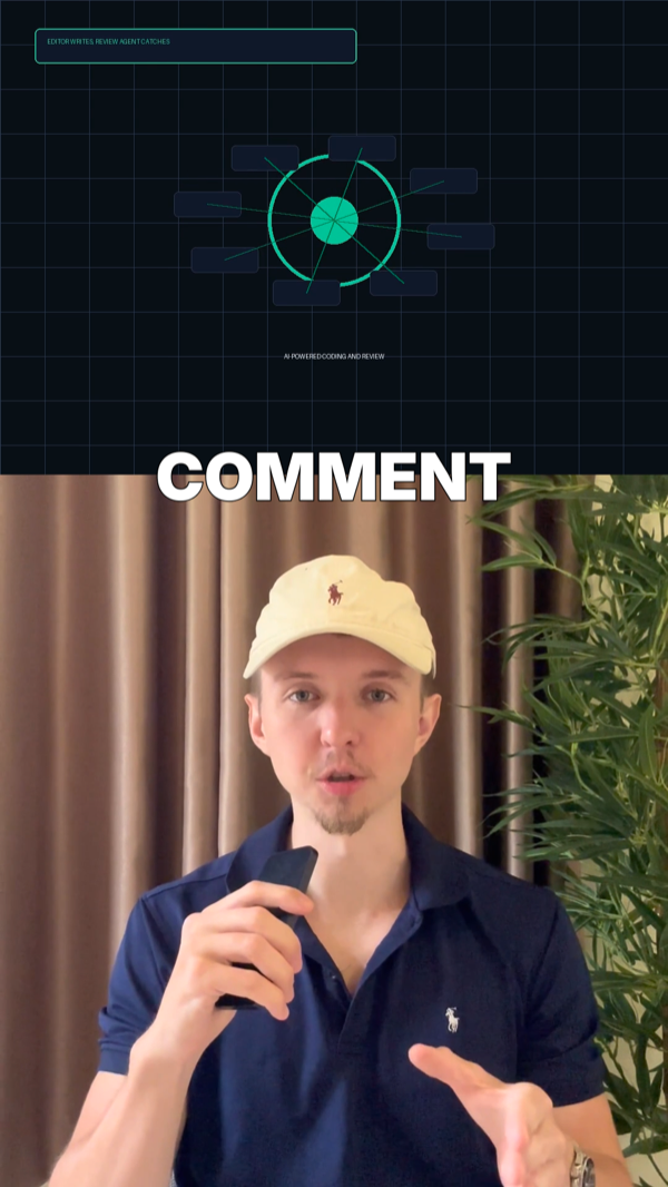 Vertical reel layout: animation on top, speaker on the bottom